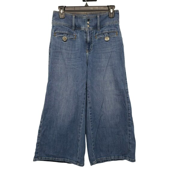 Pilcro Wide Leg Cropped Blue Jeans Womens 28 Anthropologie - Picture 1 of 10